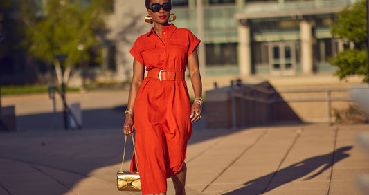 Black fashion blogger Farotelle wearing orange maxi Summer dress, colorful linen dress, Summer dresses, simple style, smart casual outfit, Nordstrom Rack dresses