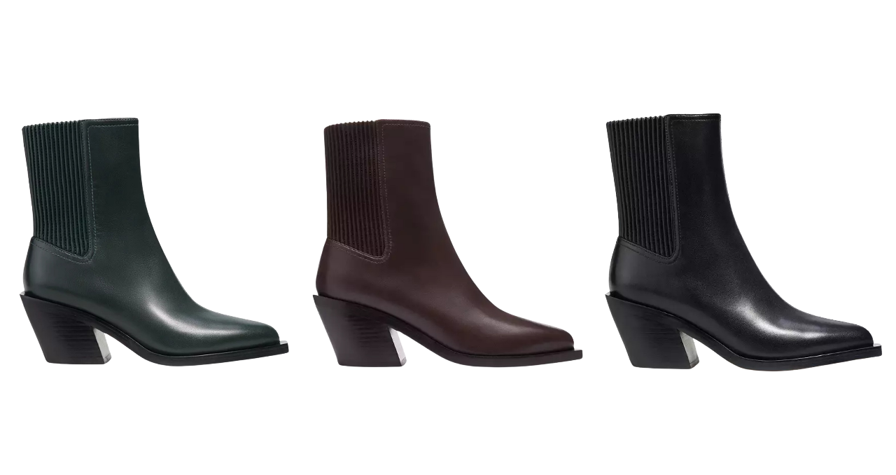 Coach Prestyn Maple Brown Western Boots with Ribbed Gore Detail