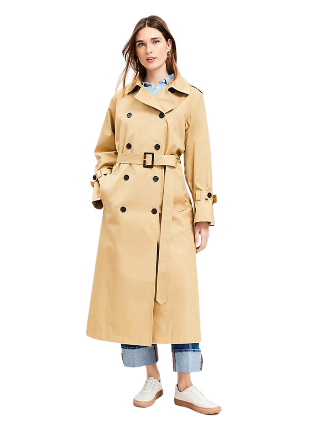 Ann Taylor Loft Beige Modern Trench Coat for Spring Summer Fall Business Casual Style
