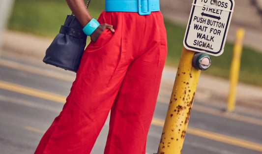 Red wide-leg linen pants outfit, how to style linen pants, Summer style, colorful fashion, women's casual style