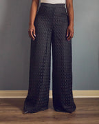 Black Guipure Lace Wide-leg Pants