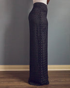 Black Guipure Lace Wide-leg Pants
