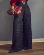Black Guipure Lace Wide-leg Pants