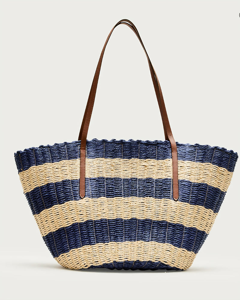 J.Crew striped raffia tote, coastal fashion, Summer casual style, Summer bags, Farotelle blog, Minneapolis top fashion influencer, neutral fashion, colorful bags