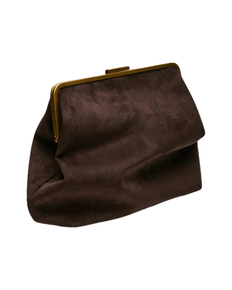 Steve Madden Sefina large clutch bag, brown suede clutch bag, Farotelle fashion blog, Minneapolis top content creator, bag trends, classic style, neutral outfits