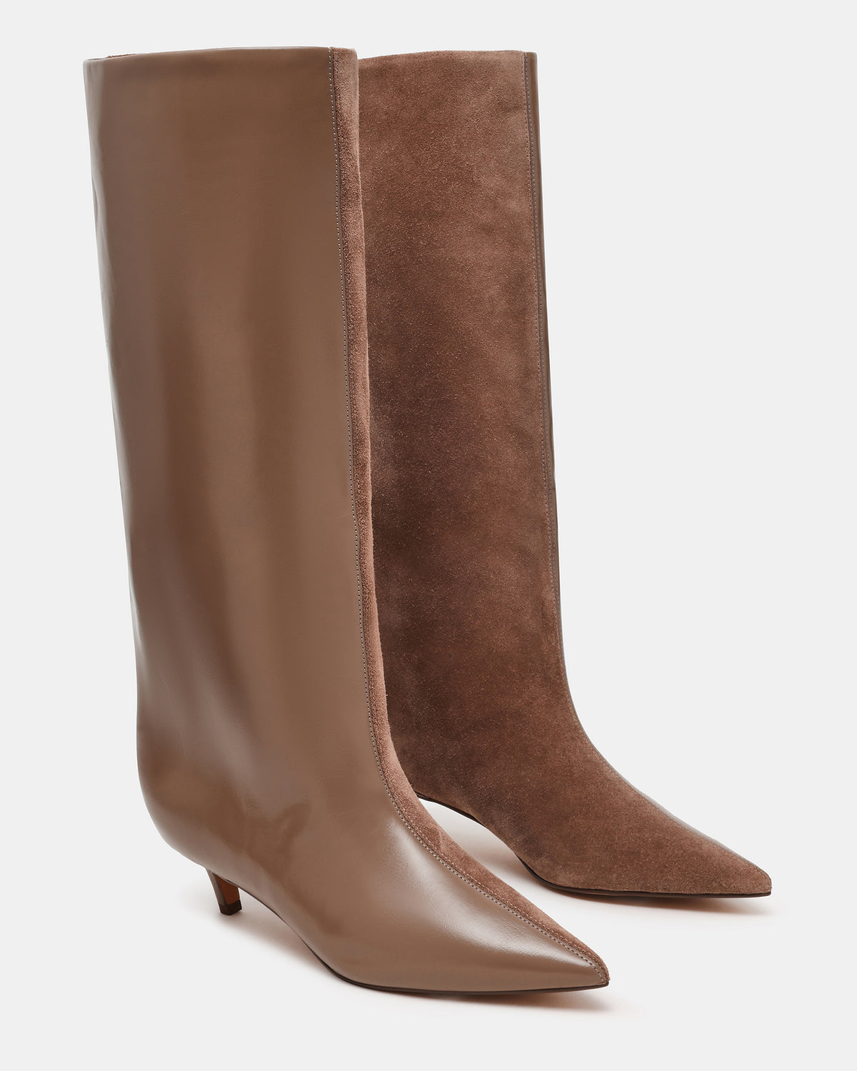 Steve Madden Lysara boots, taupe brown suede boots, knee high leather boots, cool boots for Fall, minimal style, neutral tones, classic fashion, slow fashion, Farotelle fashion blog, Minneapolis top fashion stylist, influencer, fashion creatives, fashion over 40